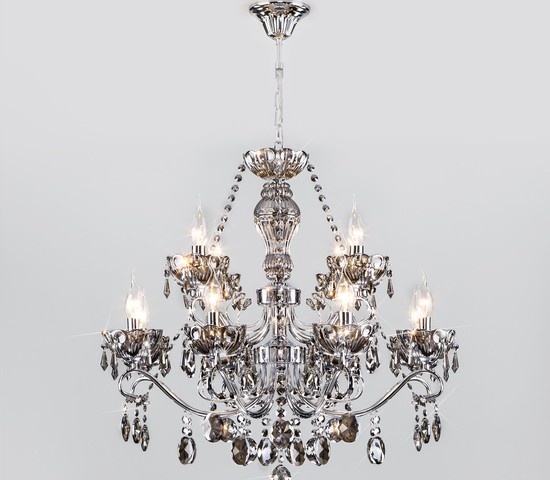 Люстра 10103/12 хром/дымчатый хрусталь Strotskis