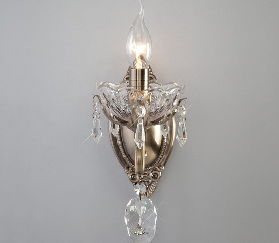 Настенный светильник 10103/1 античная бронза/прозрачный хрусталь Strotskis