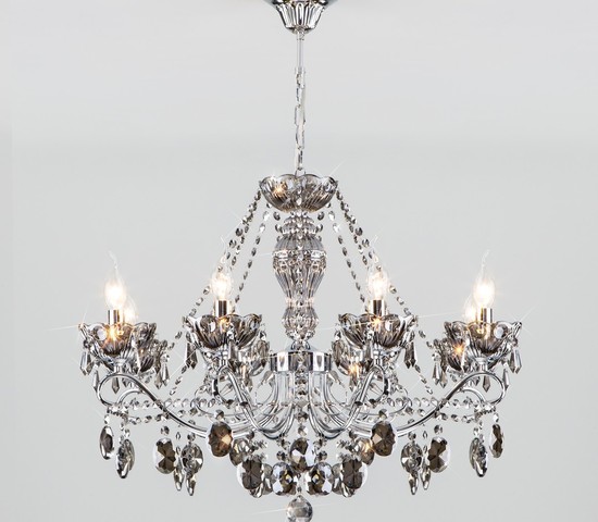 Люстра 10103/8 хром/дымчатый хрусталь Strotskis