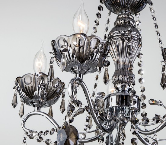 Люстра 10103/5 хром/дымчатый хрусталь Strotskis