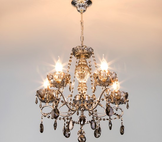 Люстра 10103/5 хром/дымчатый хрусталь Strotskis