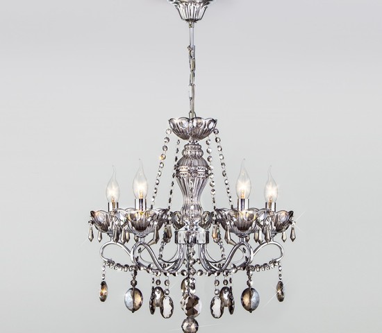 Люстра 10103/5 хром/дымчатый хрусталь Strotskis