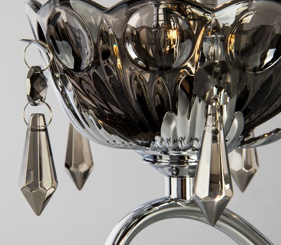 Настенный светильник 10103/1 хром/дымчатый хрусталь Strotskis