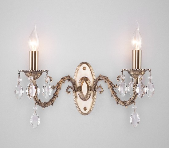 Настенный светильник 10102/2 античная бронза/прозрачный хрусталь Strotskis