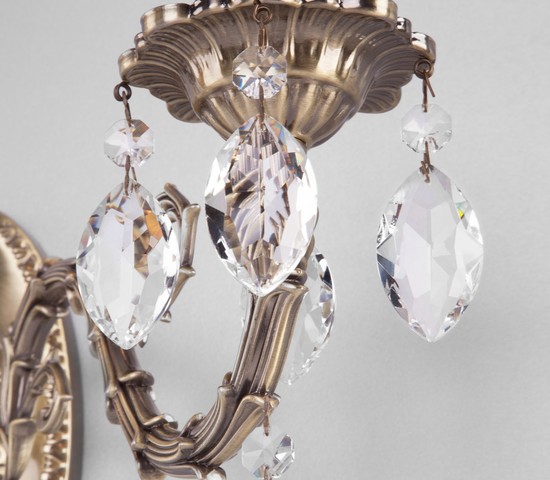 Настенный светильник 10102/2 античная бронза/прозрачный хрусталь Strotskis