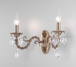 Настенный светильник 10102/2 античная бронза/прозрачный хрусталь Strotskis