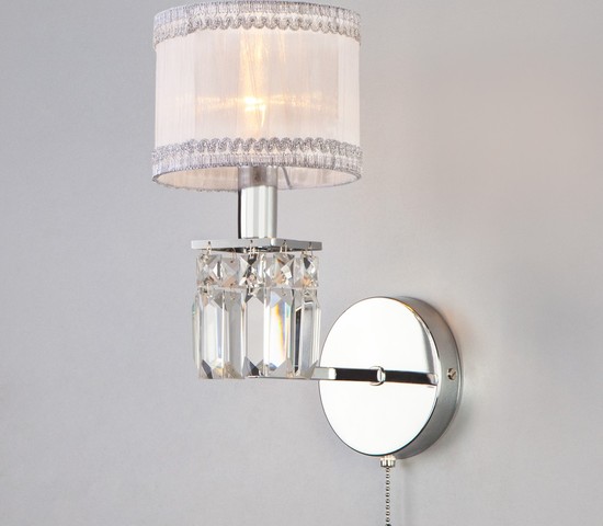 Настенный светильник 10099/1 хром/прозрачный хрусталь Strotskis