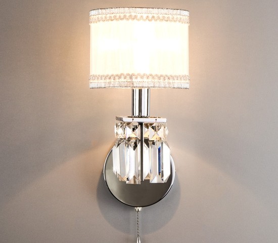 Настенный светильник 10099/1 хром/прозрачный хрусталь Strotskis