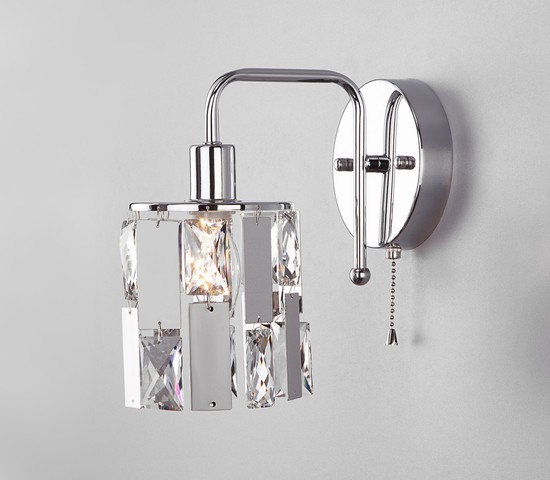 Настенный светильник 10101/1 хром/прозрачный хрусталь Strotskis
