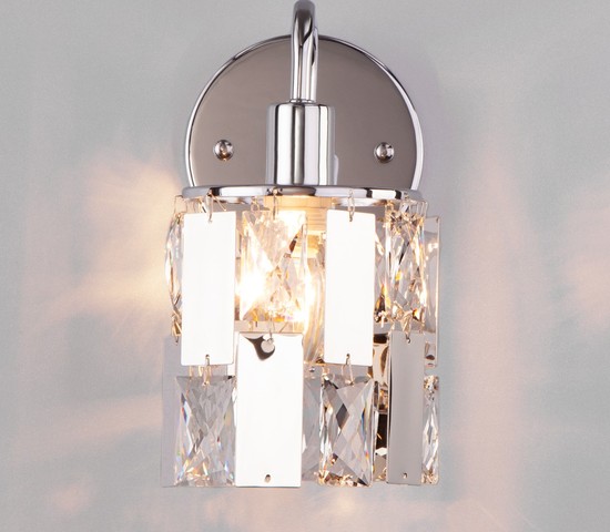 Настенный светильник 10101/1 хром/прозрачный хрусталь Strotskis