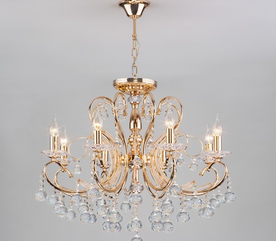 Люстра 10096/8 золото/прозрачный хрусталь Strotskis