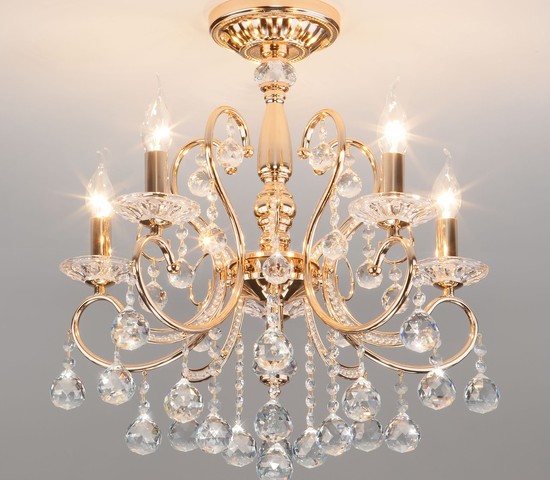 Люстра 10096/5 золото/прозрачный хрусталь Strotskis