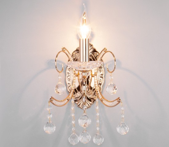 Настенный светильник 10096/1 золото/прозрачный хрусталь Strotskis