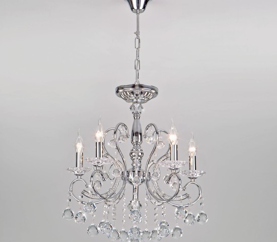 Люстра 10096/5 хром/прозрачный хрусталь Strotskis