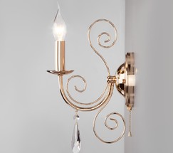 Настенный светильник 10094/1 золото/прозрачный хрусталь Strotskis