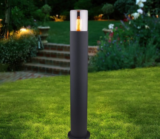 Универсальный уличный светильник Roil (35125/F) чёрный/дымчатый плафон