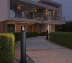 Универсальный уличный светильник Roil (35125/F) чёрный/дымчатый плафон