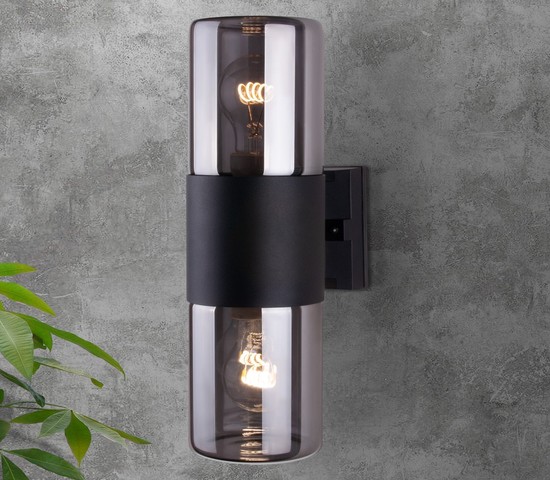 Универсальный уличный светильник Roil (35125/D) чёрный/дымчатый плафон