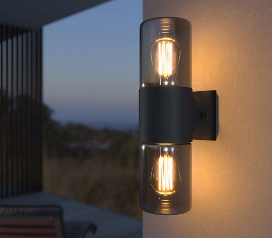 Универсальный уличный светильник Roil (35125/D) чёрный/дымчатый плафон