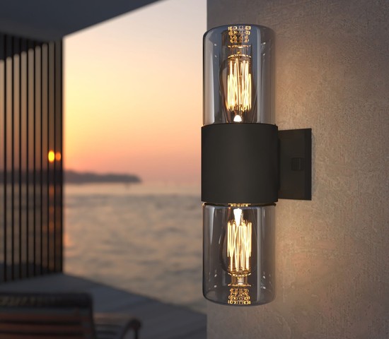 Универсальный уличный светильник Roil (35125/D) чёрный/дымчатый плафон