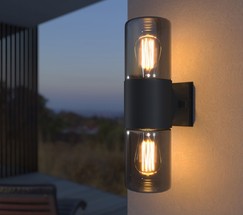 Универсальный уличный светильник Roil (35125/D) чёрный/дымчатый плафон