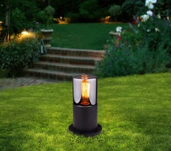 Универсальный уличный светильник Roil (35125/S) чёрный/дымчатый плафон