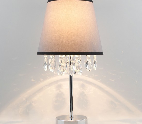 Настольная лампа 01036/1 хром/прозрачный хрусталь Strotskis