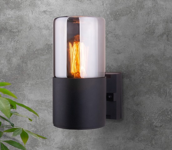 Универсальный уличный светильник Roil (35125/U) чёрный/дымчатый плафон