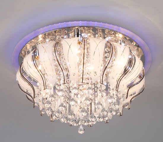 Люстра 80119/8 хром/синий+красный+фиолетовый