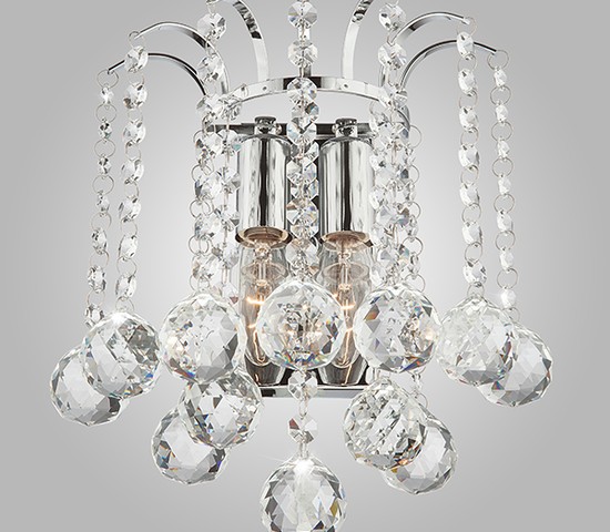 Настенный светильник 3299/2 хром/прозрачный хрусталь Strotskis