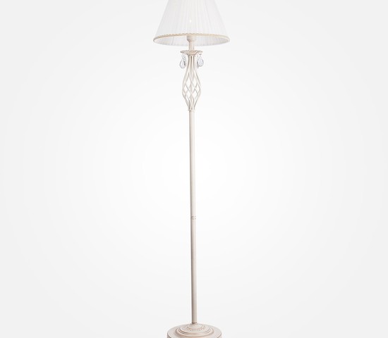 Торшер 10073/1 белый с золотом/прозрачный хрусталь Strotskis