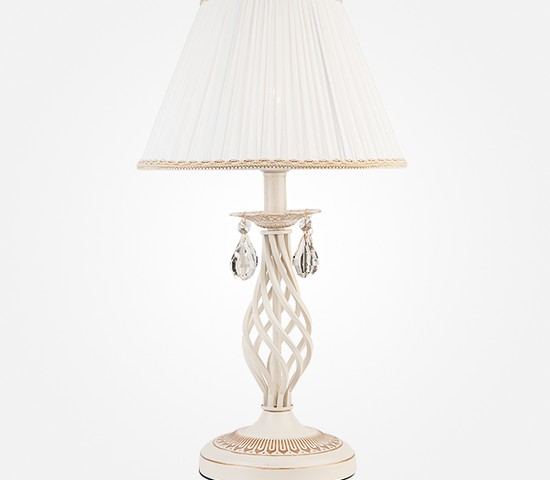 Настольная лампа 10054/1 белый с золотом/прозрачный хрусталь Strotskis