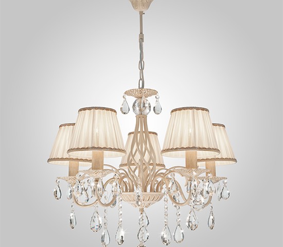 Люстра 10054/5 белый с золотом/прозрачный хрусталь Strotskis