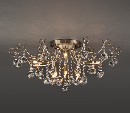 Люстра 10042/12 античная бронза/прозрачный хрусталь