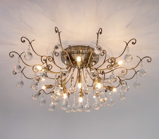 Люстра 10042/12 античная бронза/прозрачный хрусталь