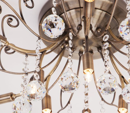 Люстра 10042/12 античная бронза/прозрачный хрусталь