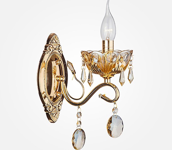 Настенный светильник 10037/1 золото/тонированные хрусталь Strotskis