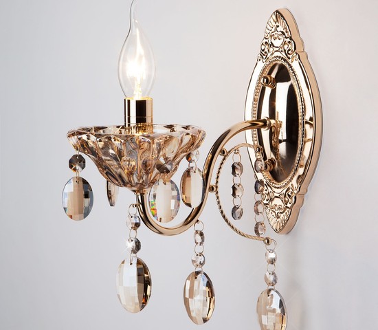 Настенный светильник 10025/1 золото/тонированный хрусталь Strotskis