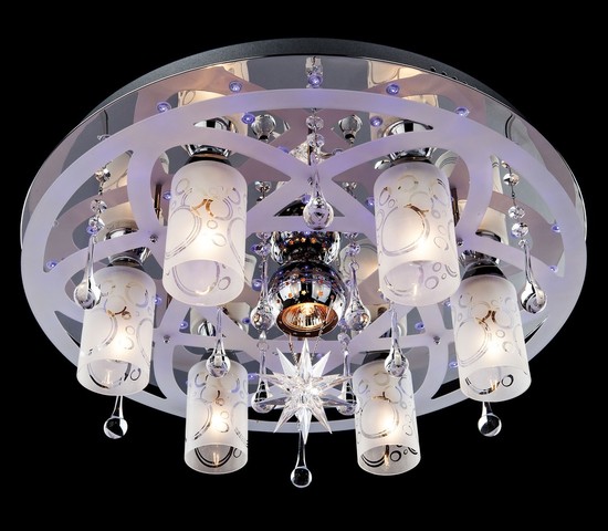 Люстра 70202/7 хром/синий+красный+фиолетовый