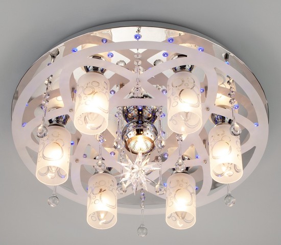 Люстра 70202/7 хром/синий+красный+фиолетовый