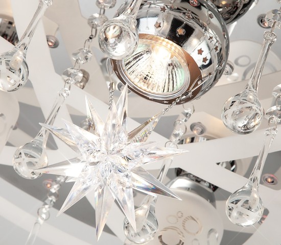 Люстра 70202/7 хром/синий+красный+фиолетовый