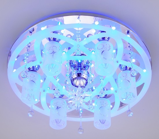 Люстра 70202/7 хром/синий+красный+фиолетовый