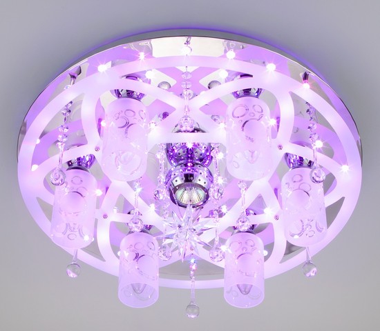 Люстра 70202/7 хром/синий+красный+фиолетовый