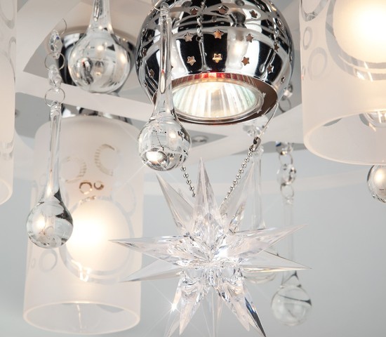 Люстра 70202/5 хром/синий+красный+фиолетовый