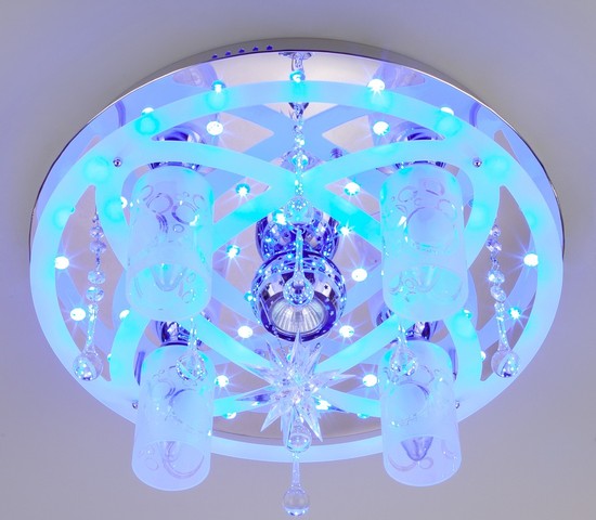 Люстра 70202/5 хром/синий+красный+фиолетовый