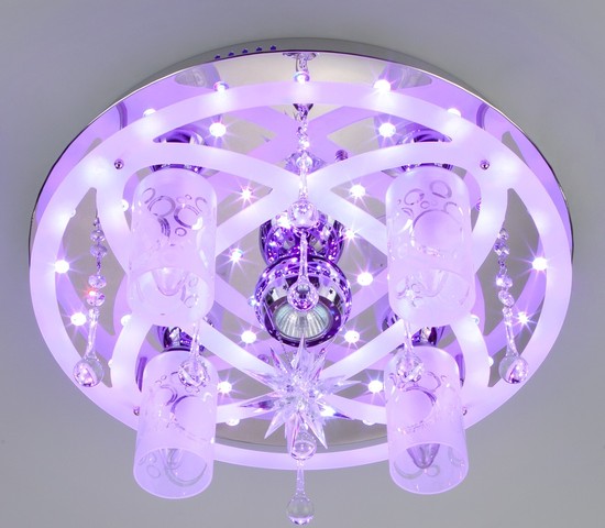 Люстра 70202/5 хром/синий+красный+фиолетовый