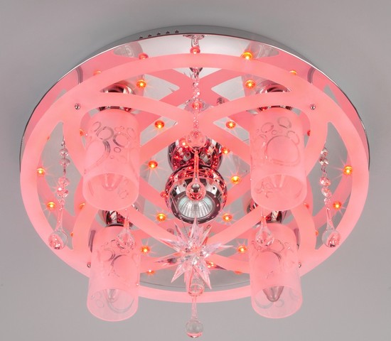 Люстра 70202/5 хром/синий+красный+фиолетовый