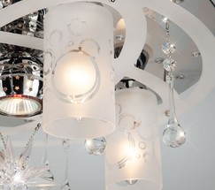 Люстра 70202/5 хром/синий+красный+фиолетовый