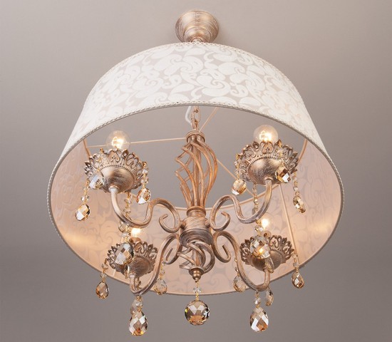 Люстра 10008/4 белый с золотом/тонированный хрусталь Strotskis