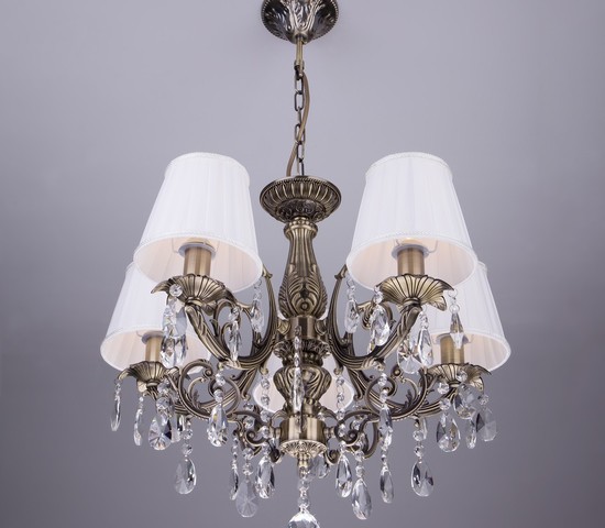 Люстра 3646/5 античная бронза/прозрачный хрусталь